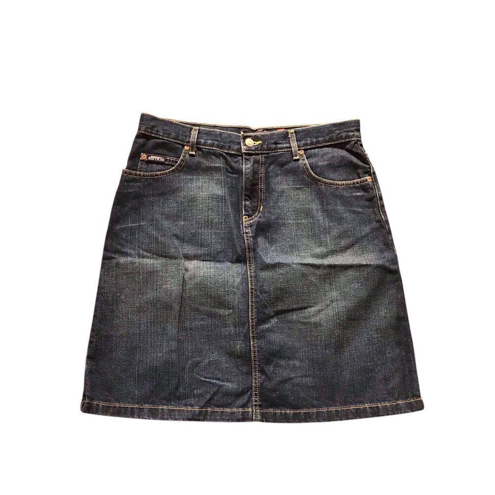 Quick Silver Roxy jean Sz 13 Knee Length Denim Skirt Straight Pencil MODEST VGUC